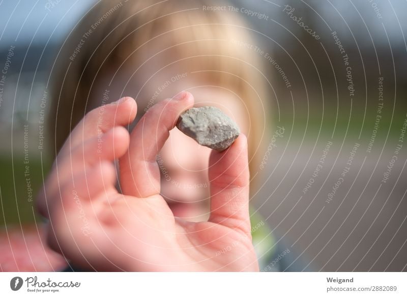 Kieselfund Sommer Kindergarten Schüler Kleinkind Mädchen Kindheit Jugendliche 1 Mensch natürlich grau Stein Kieselsteine Sammlung Neugier