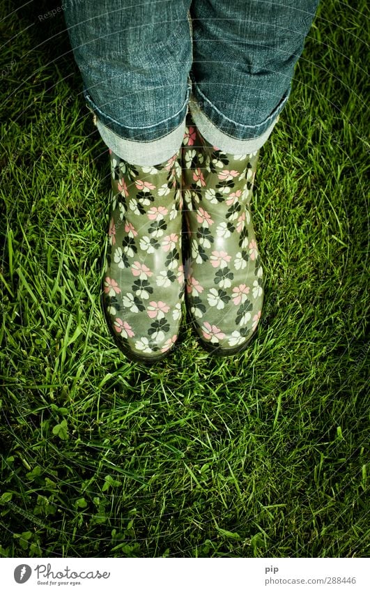 sommerschuhe 2011, 2012, ... Frau Erwachsene Beine Mensch Sommer schlechtes Wetter Gras Wiese Hose Gummistiefel grün Freizeit & Hobby Mode nass Regen