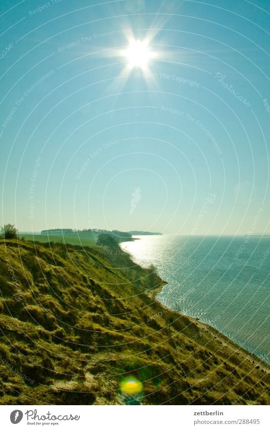 Mönchgut Umwelt Natur Landschaft Pflanze Himmel Wolkenloser Himmel Horizont Sommer Klima Klimawandel Wetter Schönes Wetter Hügel Küste Bucht Ostsee Meer See