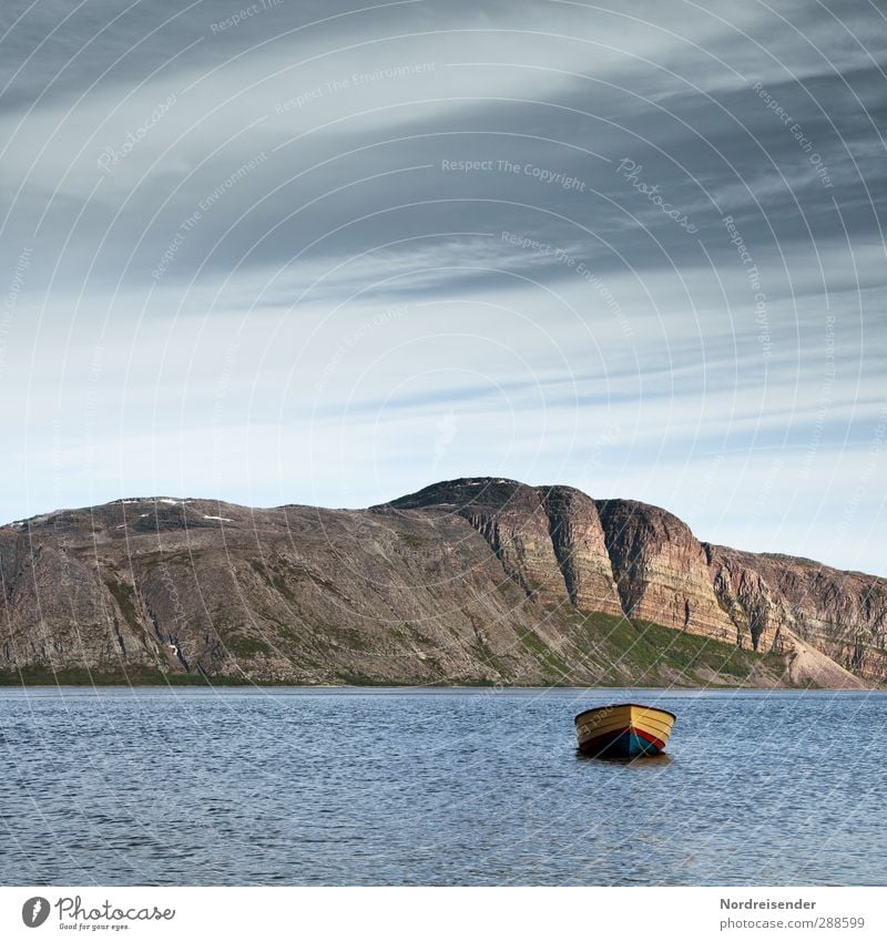 Tanafjord ruhig Ferien & Urlaub & Reisen Abenteuer Ferne Meer Natur Landschaft Urelemente Himmel Wolken Schönes Wetter Felsen Berge u. Gebirge Küste Fjord