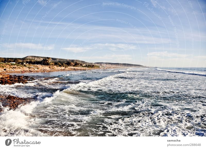 Riding the wave Ferien & Urlaub & Reisen Abenteuer Ferne Sommer Sommerurlaub Strand Meer Wellen Umwelt Natur Landschaft Wasser Horizont Schönes Wetter Küste