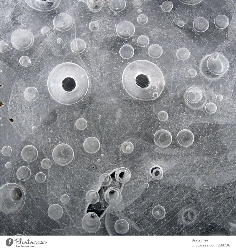 Der Schrei (Winter) Gesicht Auge Frauenbrust Eis Frost träumen gruselig rund grau Luftblase gefroren Momentaufnahme Kreis Schrecken erschrecken bewegungslos