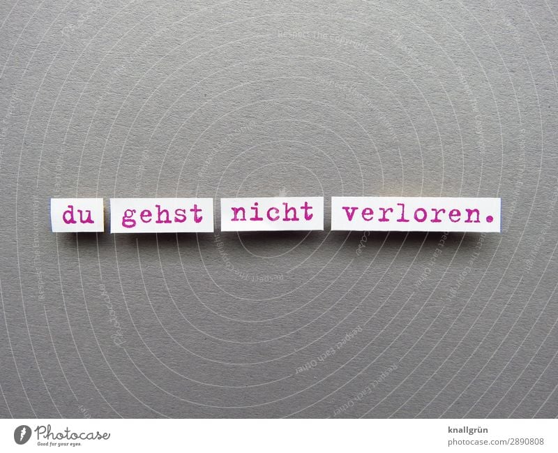 du gehst nicht verloren. Schriftzeichen Schilder & Markierungen Kommunizieren grau rot weiß Gefühle Vertrauen Schutz Geborgenheit Warmherzigkeit Sympathie