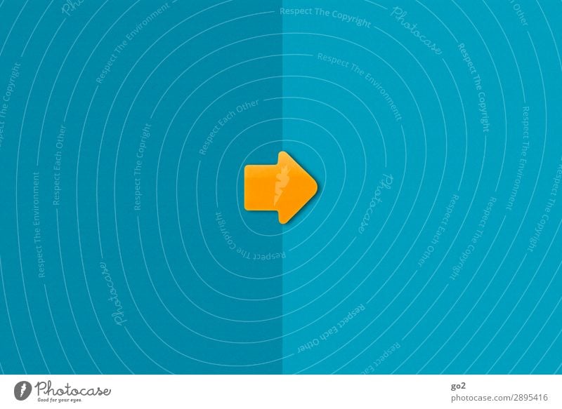 Pfeil nach rechts Güterverkehr & Logistik Erfolg sprechen Papier Zeichen Schilder & Markierungen Hinweisschild Warnschild ästhetisch einfach blau orange Beginn