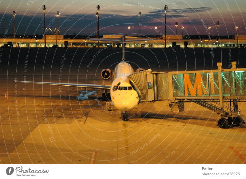 Munich Airport Sunset Sonnenaufgang Flugzeug München gelb Flughafen Airbus orange blau Gate