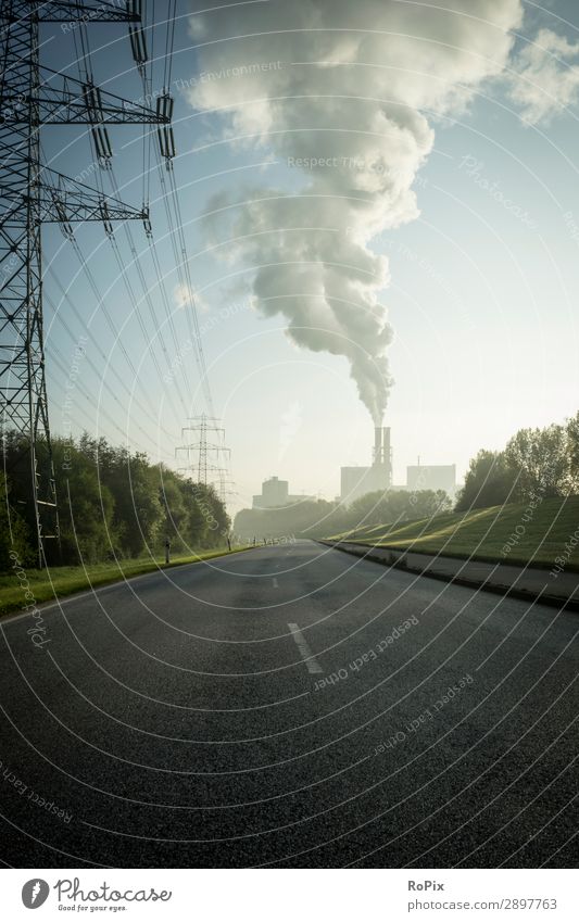 Kohlekraftwerk im Morgenlicht. Wissenschaften Arbeit & Erwerbstätigkeit Beruf Arbeitsplatz Fabrik Wirtschaft Industrie Energiewirtschaft Business Umwelt Natur