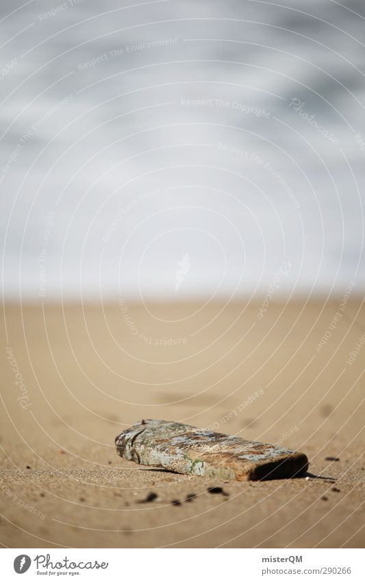 Lost. Umwelt Natur ästhetisch Meer Meerwasser Meeresboden Strand Strandgut Strandspaziergang Holz Sand Paradies abgelegen Wellen Küste antik Mittelmeer