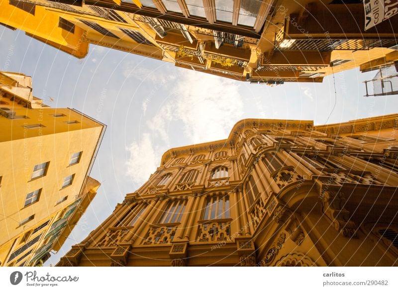 Noch 12 Wochen bis zur Sommerzeit Schönes Wetter Stadt Stadtzentrum Altstadt Haus Architektur Mauer Wand Fassade Fenster Sehenswürdigkeit alt ästhetisch blau