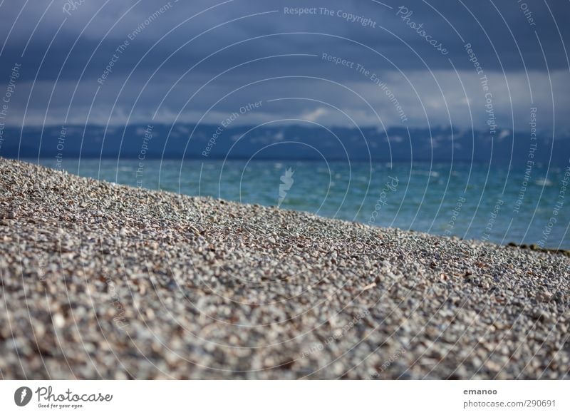 Seesicht Natur Luft Wasser Himmel Wolken Winter Klima Wetter Wellen Küste Seeufer Strand Bucht kalt blau grün Kies Kieselstrand Stein Bodensee Schweiz