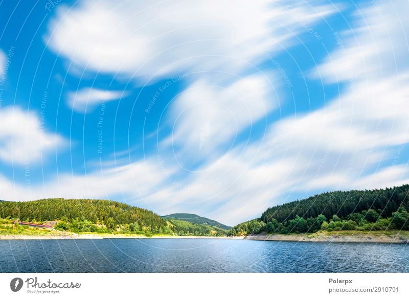 Großer See unter blauem Himmel im Wind schön ruhig Ferien & Urlaub & Reisen Tourismus Sommer Berge u. Gebirge Spiegel Umwelt Natur Landschaft Pflanze Wolken