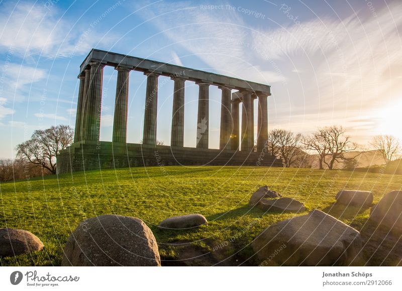 National Monument, Calton Hill, Edinburgh Tourismus Berge u. Gebirge Landschaft Wiese Hügel Bauwerk Gebäude Architektur Sehenswürdigkeit Wahrzeichen Denkmal