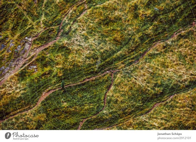 Vogelperspektive auf Wanderwege bei Edinburgh, Schottland wandern Natur Landschaft Wiese Wege & Pfade ästhetisch Großbritannien Miniatur Fußweg Arthur's Seat