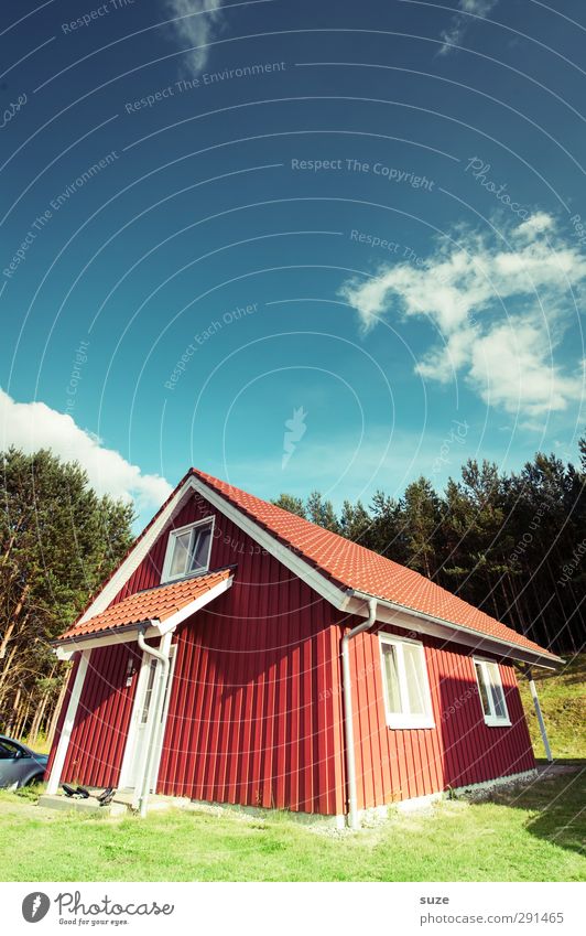 Sommerhaus Ferien & Urlaub & Reisen Häusliches Leben Wohnung Haus Umwelt Natur Landschaft Himmel Wolken Klima Schönes Wetter Baum Wiese Wald Hütte Gebäude