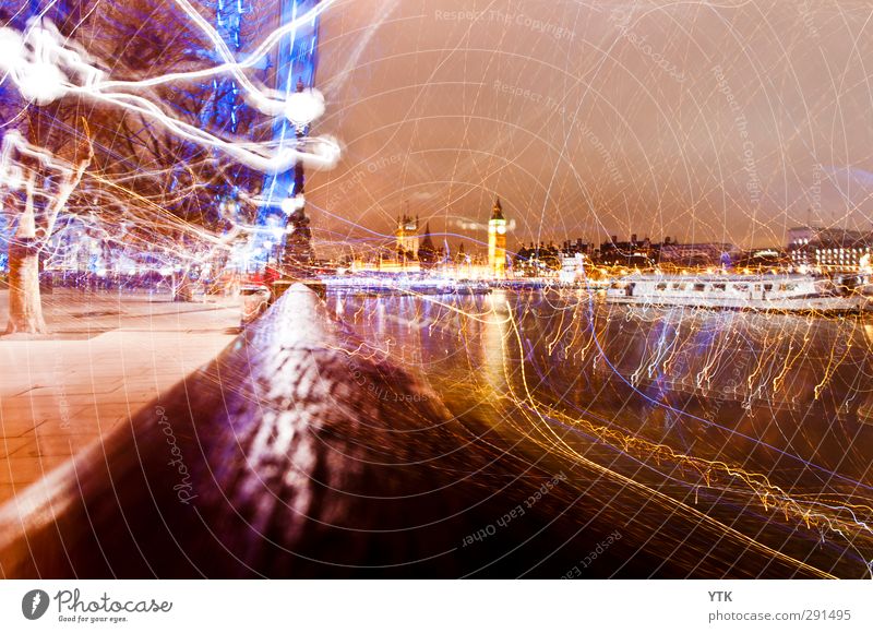 London Electric London Eye Big Ben Themse Hauptstadt Stadtzentrum bevölkert Haus Bauwerk Gebäude Architektur Sehenswürdigkeit Wahrzeichen Denkmal fantastisch