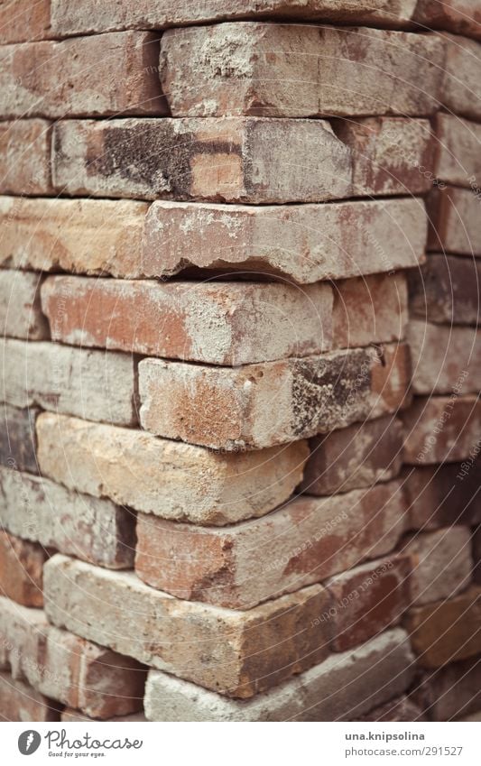 baut wieder auf IV Bauwerk Mauer Wand Fassade Stein Backstein alt dreckig Ecke Stapel aufräumen bauen Baustelle Material Farbfoto Gedeckte Farben Außenaufnahme