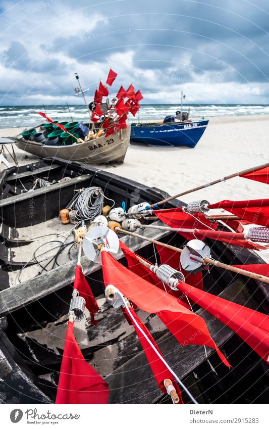 Auf dem Trockenen Boot Meer Ostsee Flagge Strand Rügen