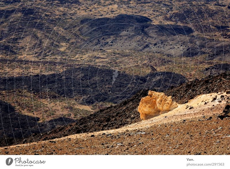 Urlaub auf'm Mond Ferien & Urlaub & Reisen wandern Natur Landschaft Erde Hügel Felsen Vulkan Teide Teneriffa oben braun gelb karg Stein Kies Kraterrand Farbfoto