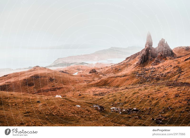 Old Man of Storr im Nebel auf Isle of Skye XI Ausflug Tourismus Abenteuer Ferien & Urlaub & Reisen Berge u. Gebirge wandern Umwelt Ferne Natur Freiheit Nordsee