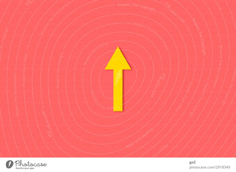 Pfeil nach oben Zeichen Schilder & Markierungen Hinweisschild Warnschild ästhetisch einfach positiv gelb Beginn Optimismus Wege & Pfade Ziel Richtung