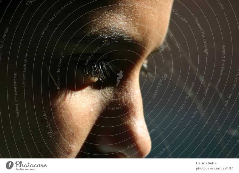 Nachdenklich Frau Gesicht Nase Auge Haare & Frisuren Seitenportrait Seitenlicht Nahaufnahme