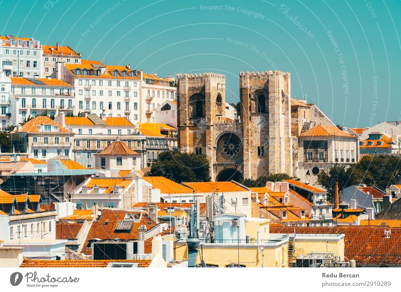 Luftaufnahme der Lissaboner Stadt Dächer in Portugal Fluggerät Aussicht Europa Vientiane Panorama (Bildformat) Skyline alt Tourismus Architektur Straße