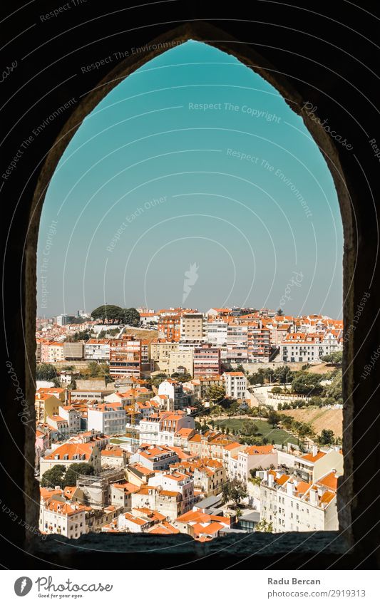 Luftaufnahme der Lissaboner Stadt Dächer in Portugal Fluggerät Aussicht Europa Vientiane Panorama (Bildformat) Skyline alt Tourismus Architektur Straße