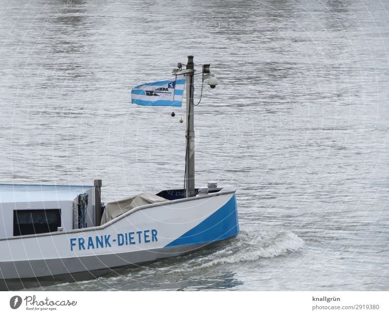 FRANK-DIETER Verkehr Schifffahrt Binnenschifffahrt Schriftzeichen Kommunizieren Schwimmen & Baden blau grau weiß Bewegung einzigartig Güterverkehr & Logistik