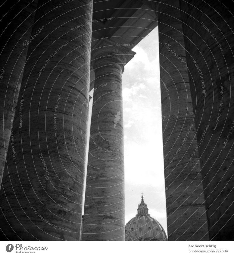 Klein Peter Rom Stadt Hauptstadt Stadtzentrum Dom Bauwerk Architektur Säule Kuppeldach Sehenswürdigkeit Wahrzeichen Petersdom Stein Linie Bekanntheit ästhetisch