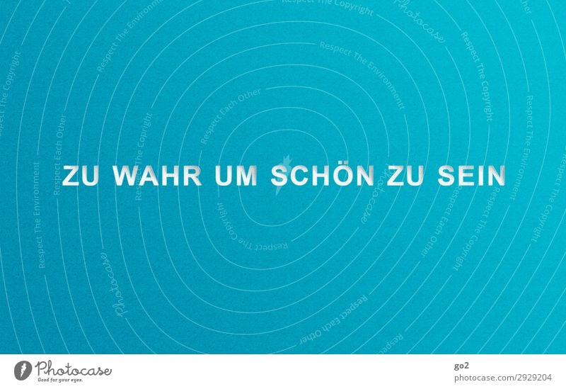 Zu wahr um schön zu sein Schriftzeichen ästhetisch einfach blau Wahrheit Ehrlichkeit authentisch Weisheit klug Gesellschaft (Soziologie) Leben Konflikt & Streit