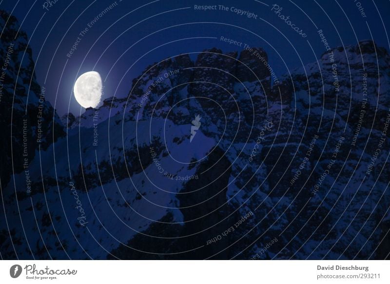 Mondschein Ferien & Urlaub & Reisen Abenteuer Ferne Winter Schnee Winterurlaub Berge u. Gebirge wandern Landschaft Wolkenloser Himmel Nachthimmel Schönes Wetter