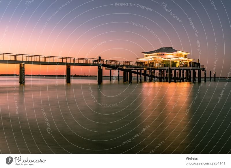 Timmen II Timmendorf Groß Timmendorf Klein Timmendorf Timmendorfer Strand Ostsee Sonnenuntergang orange Steg Seebrücke Langzeitbelichtung Horizont Himmel