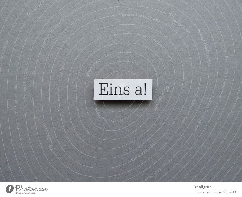 Eins a! 1a Qualität perfekt sehr gut bestens Bestnote spitzenmäßig Buchstaben Wort Satz Schriftzeichen Text Typographie Letter Sprache Lateinisches Alphabet