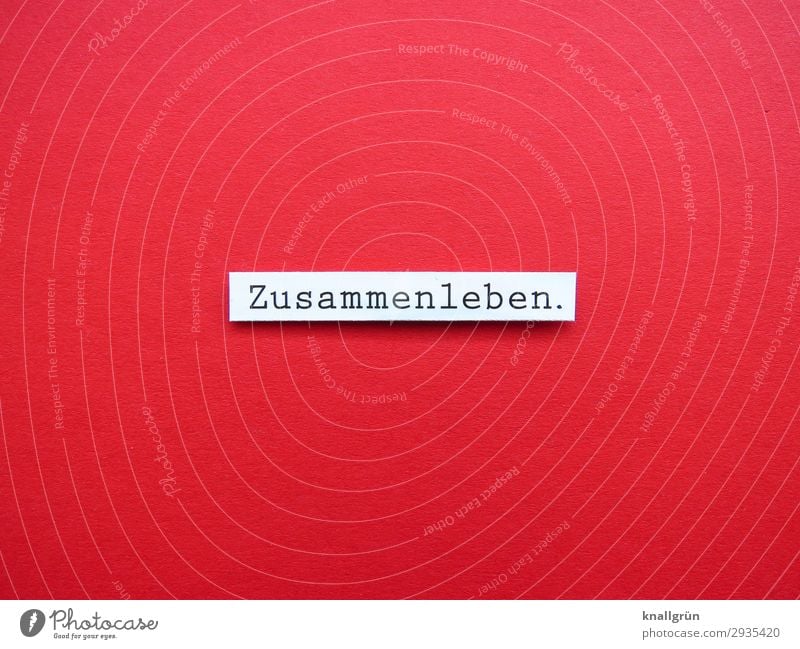 Zusammenleben. Schriftzeichen Schilder & Markierungen Kommunizieren Zusammensein rot schwarz weiß Gefühle Sympathie Liebe Partnerschaft erleben