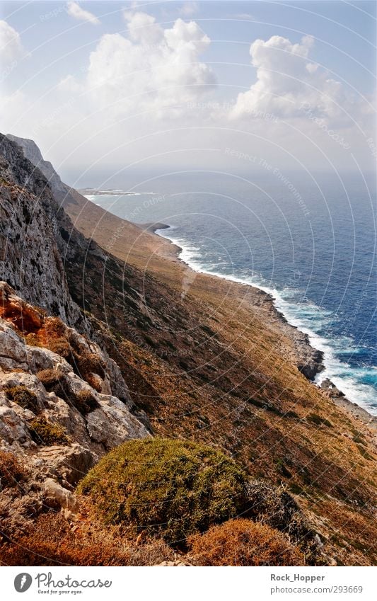 Steilküste Kreta Erholung Duft Ferien & Urlaub & Reisen Berge u. Gebirge Umwelt Landschaft Pflanze Sand Himmel Wolken Horizont Herbst Sträucher Wildpflanze