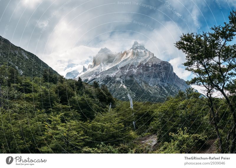 Patatonien - Outdoor Umwelt Natur Landschaft blau braun grün schwarz weiß Berge u. Gebirge Wald Wege & Pfade wandern Sonnenstrahlen Schnee Wolken