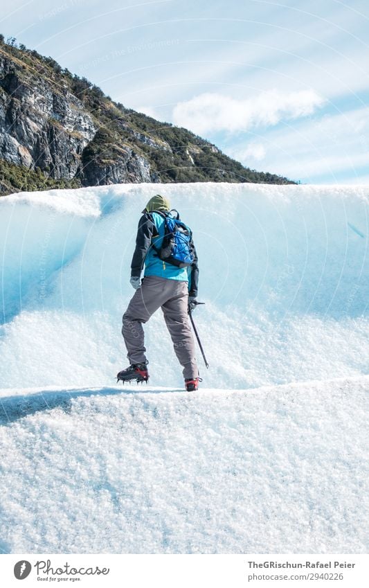 Gletscherwanderung - Perito Moreno Natur blau türkis weiß Mann laufen Eispickel Rucksack wandern Schnee Berge u. Gebirge Steigeisen Perito Moreno Gletscher