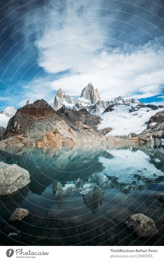 Laguna de los tres - Fitz Roy Natur blau weiß Argentinien laguna de los tres Berge u. Gebirge Stein Reflexion & Spiegelung See Lagune beeindruckend Wolken