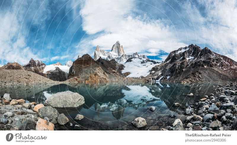 Fitz Roy - Laguna de los tres Natur blau türkis weiß laguna de los tres Lagune Stein Reflexion & Spiegelung Panorama (Bildformat) Panorama (Aussicht)