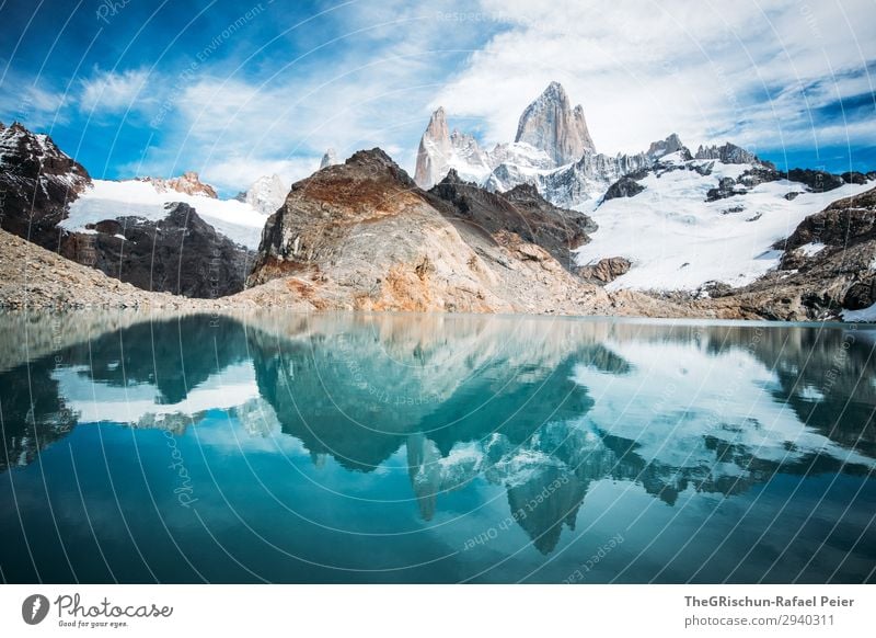 Laguna de los tres - Fitz Roy Umwelt Natur blau türkis weiß laguna de los tres Berge u. Gebirge Gletscher Reflexion & Spiegelung See Gebirgssee Küste kalt