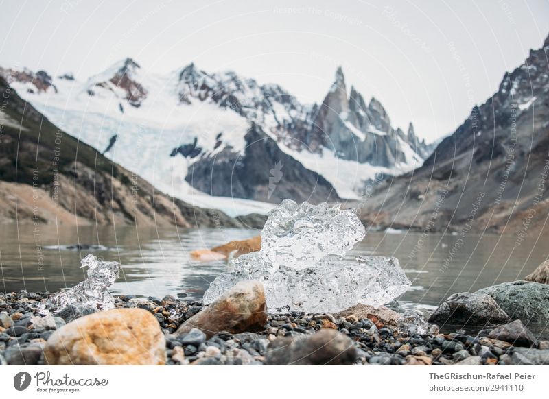 Eis-skulptur Natur ästhetisch weiß durchsichtig Wasser Stein Cerro Torre Eisscholle kalt nass auftürmen Farbfoto Außenaufnahme Menschenleer Textfreiraum Mitte