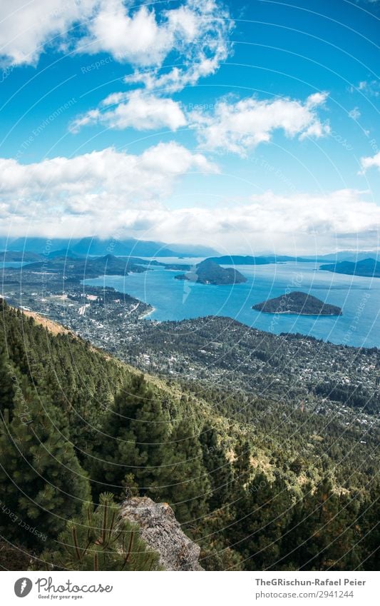 Bariloche Natur blau grün Argentinien See Insel Stadt Wolken Schönes Wetter Wald Aussicht Panorama (Aussicht) Ferne laufen wandern Farbfoto Außenaufnahme