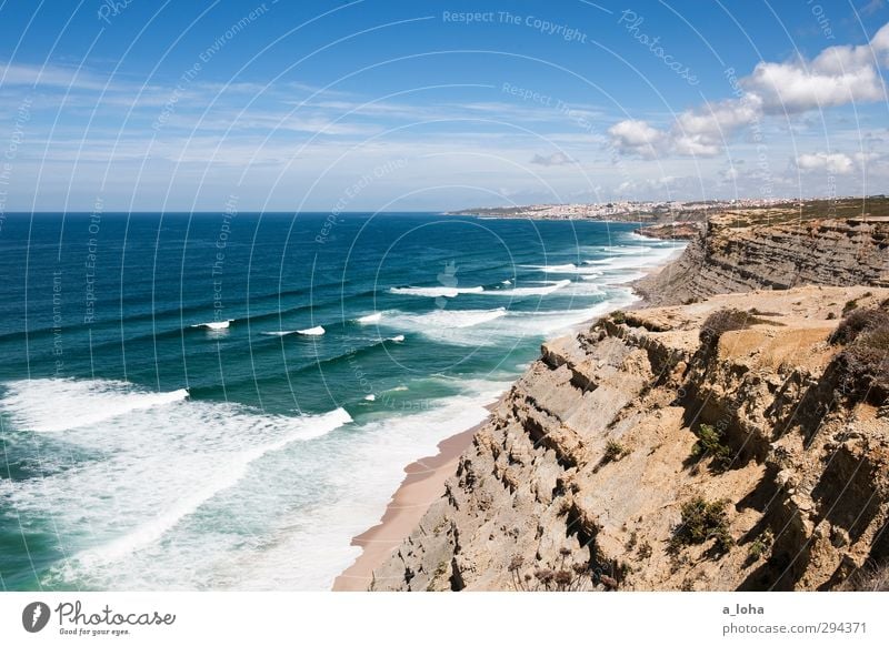 closer to the edge Umwelt Natur Landschaft Urelemente Wasser Himmel Wolken Horizont Sommer Schönes Wetter Wärme Dürre Felsen Wellen Küste Strand Bucht Meer