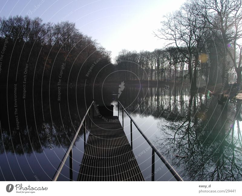 angeln in Borken Herbst Baum See Steg Angeln Spiegelung im Wasser