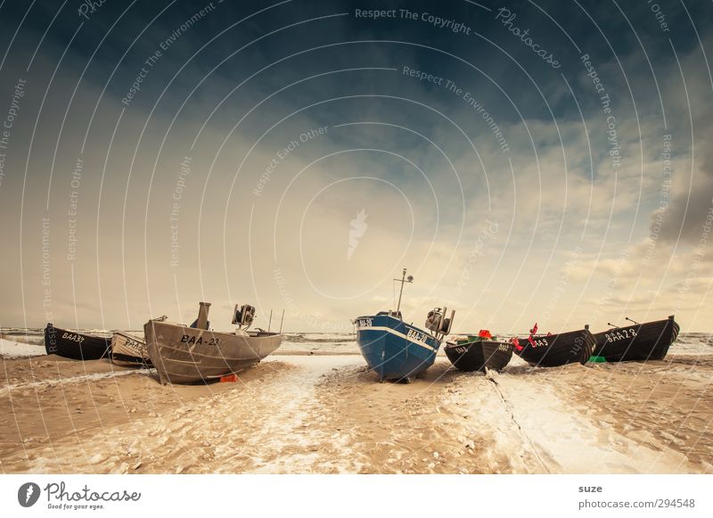 Klar Schiff! Zufriedenheit ruhig Ferien & Urlaub & Reisen Ausflug Ferne Freiheit Ruhestand Natur Landschaft Sand Himmel Horizont Winter Schnee Küste Strand