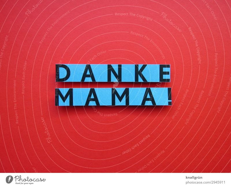 DANKE MAMA! Schriftzeichen Schilder & Markierungen Kommunizieren blau rot schwarz Gefühle Glück Zufriedenheit Sympathie Zusammensein Liebe dankbar Interesse