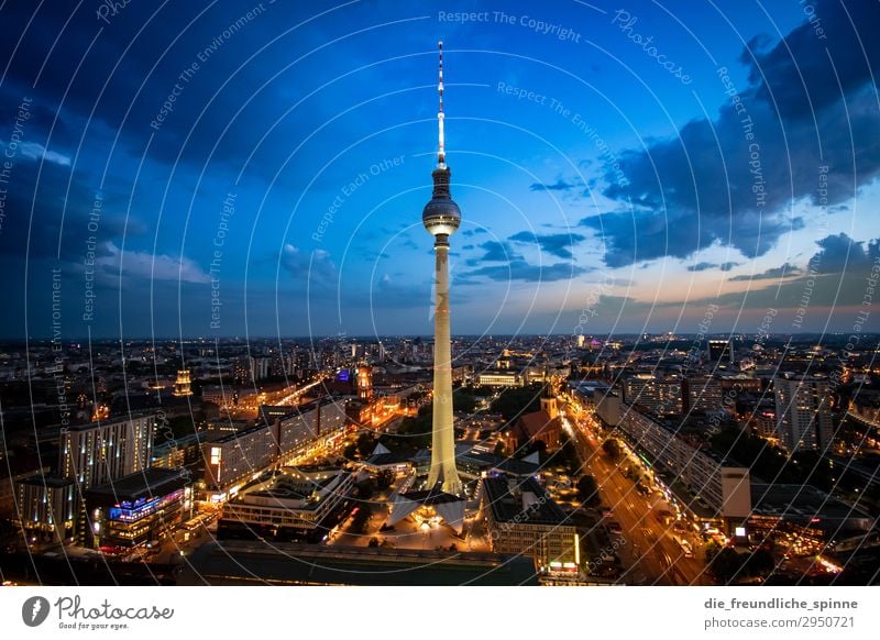 Sonnenuntergang am Fernsehturm II Aussicht Berlin Berliner Fernsehturm Panorama (Aussicht) Hauptstadt Stadt Himmel Architektur Turm Alexanderplatz