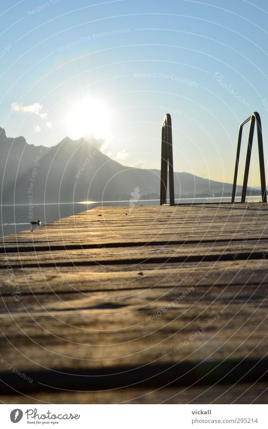 Badespaß am Mondsee Natur Landschaft Wasser Himmel Wolken Sonne Sonnenaufgang Sonnenuntergang Sonnenlicht Frühling Schönes Wetter Berge u. Gebirge See