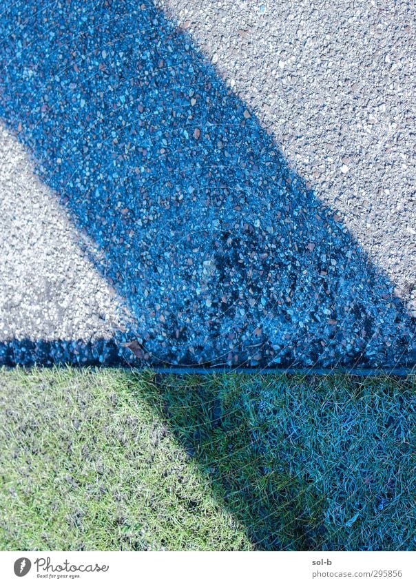 Streifen Garten Eis Frost Gras grau grün Straßenbelag Kies Baumstamm diagonal abstrakt frisch Punkt Saum umrandet Farbfoto Muster Menschenleer Textfreiraum oben