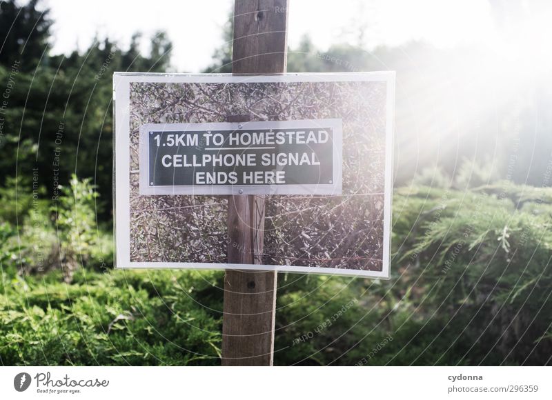 Ende Gelände Dienstleistungsgewerbe Telekommunikation Feierabend Umwelt Natur Sommer Schönes Wetter Sträucher Wald Schriftzeichen Schilder & Markierungen