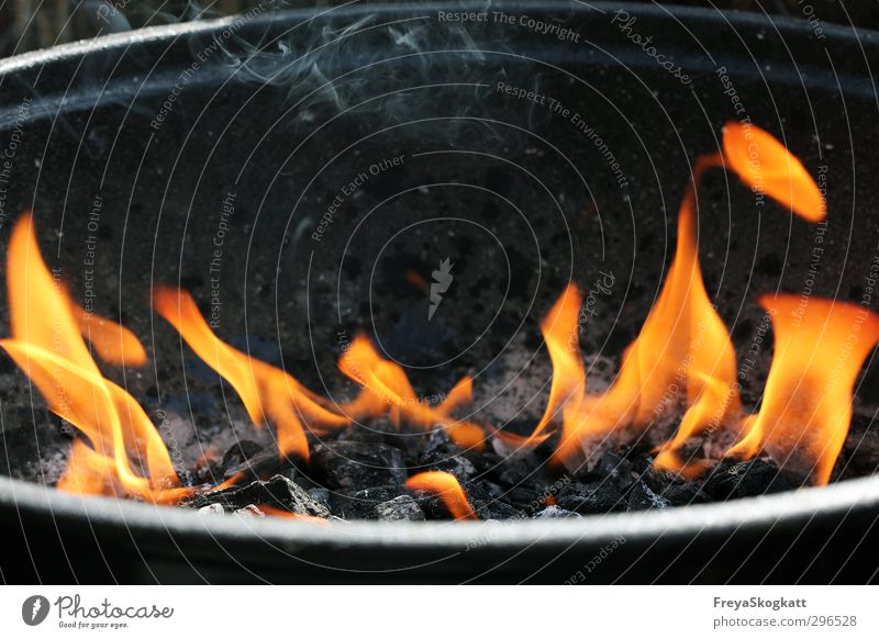 Grillzeit! Freude Freizeit & Hobby Feuer Frühling Sommer Holz gelb orange rot schwarz silber Warmherzigkeit Neugier Angst Abenteuer Kontrolle heiß Rauch Kohle